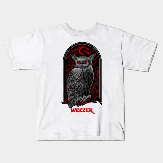 The Moon Owl Weezer Kids T-Shirt by Pantat Kering